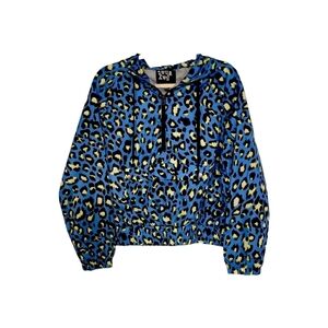 Say What Blue Leopard Print Pullover Windbreaker Jacket